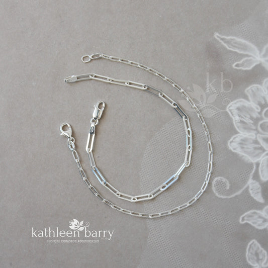 Paperclip chain link bracelet 2 link size options - Sterling silver, Gold or rose gold