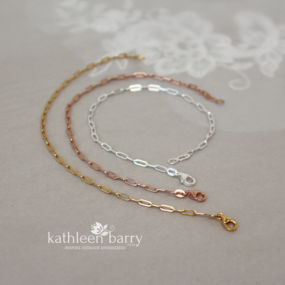 Paperclip chain link bracelet 2 link size options - Sterling silver, Gold or rose gold