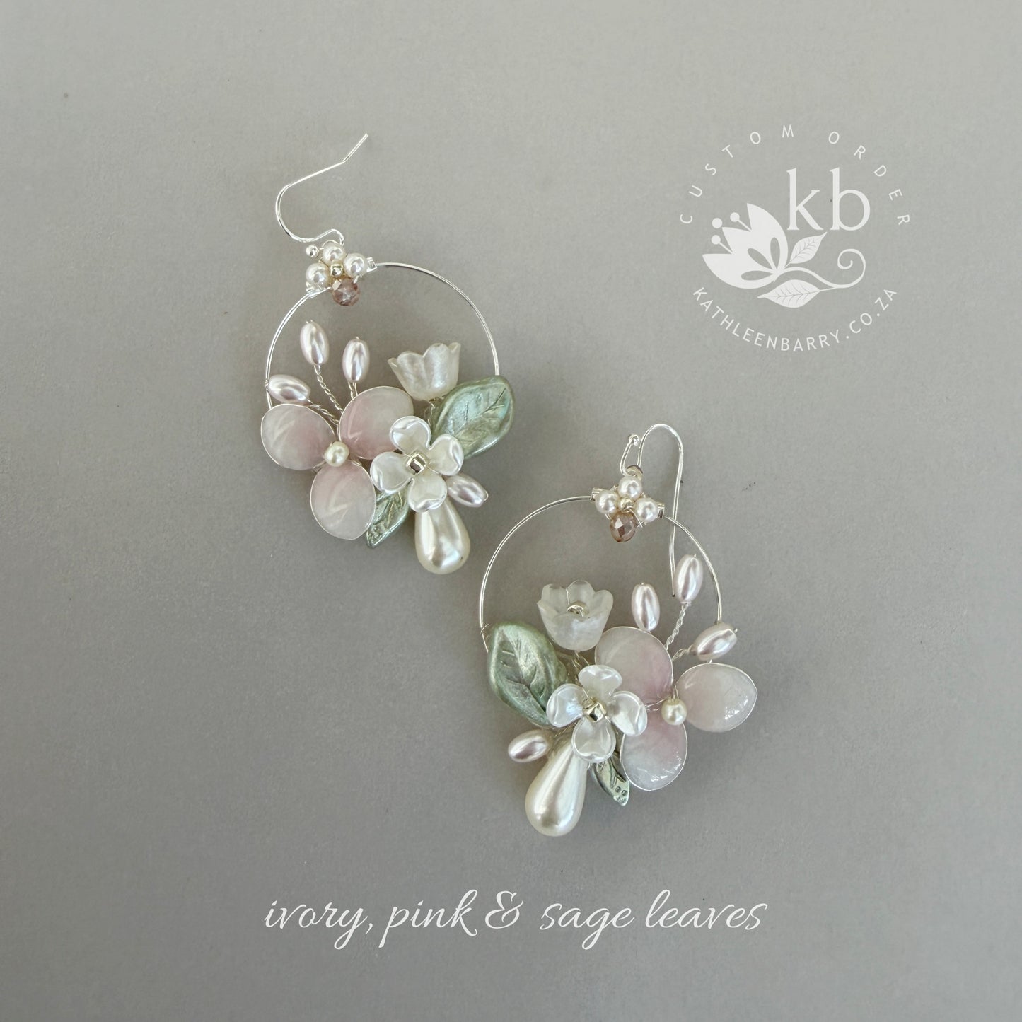 Phyllis floral hoop earrings - Available in gold, silver & rose gold - pearl color options