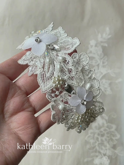Diana Bridal lace headpiece - head band  - wedding headband bandeau