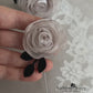 Modern rose Boutonniere / Lapel pin - organza rose with velvet leaf detail