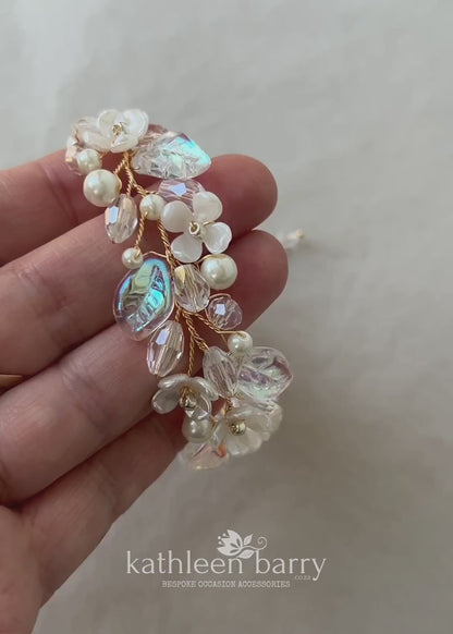 Kathy Classic Floral Pearl Bridal bracelet - Silver, gold or rose gold