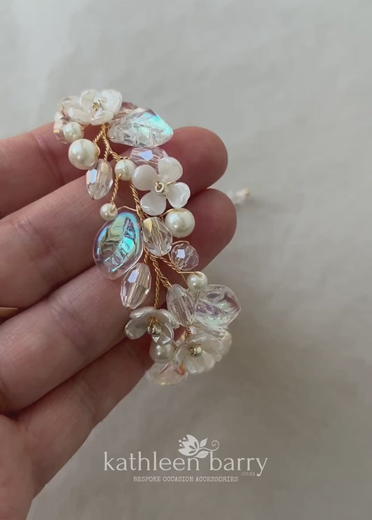 Kathy Classic Floral Pearl Bridal bracelet - Silver, gold or rose gold