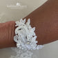 Tegan floral lace cuff bracelet - pearl crystal embellished, custom colors available