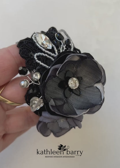 Shauna wrist corsage cuff bracelet - Silver grey and pale blue (colors on request) prom matric dance