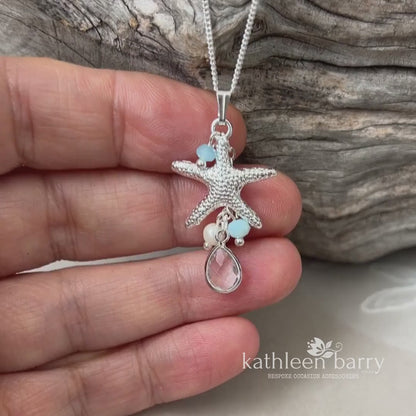 Starfish simple chain necklace pendent beach destination wedding jewelry - assorted colors available