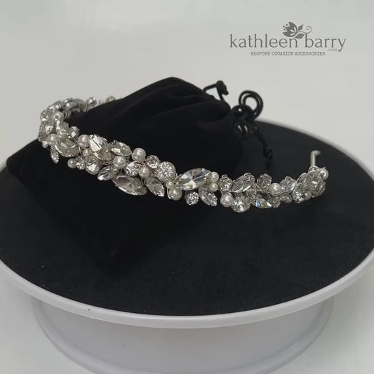 Ella rhinestone and pearl headband - simple bridal hair accessories