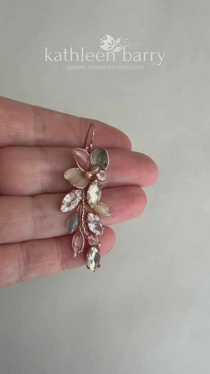Janelle style 2 Floral Statement Earrings – Custom Color Formal Occasion Earrings