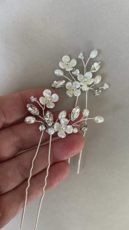 Dainty Bridal Hair Pins – Silver, Gold, or Rose Gold Finish STYLE: Yolanda