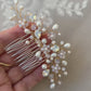 Dainty floral crystal pearl Rhinestone wedding hair comb available milky opal & assorted colors and finishes Gold, silver or rose gold STYLE: Bria