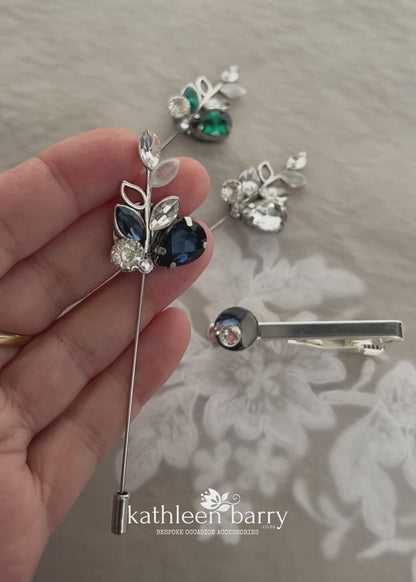 Stephan Rhinestone boutonniere - Lapel pin - suit brooch (sold individually) Groom, groomsmen, Prom