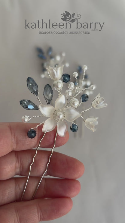 Something Blue Bridal Hair Pins, Navy Pearl Wedding Hair Accessories