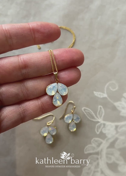 Jessica Rhinestone Earrings and necklace set (or individually) - gold or silver - assorted Rhinestone colors available