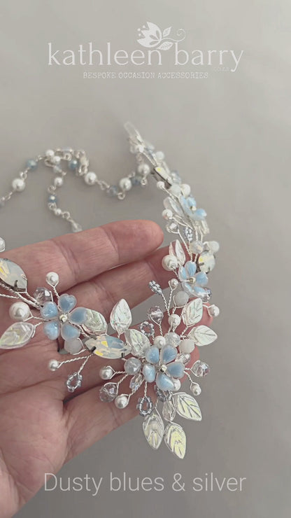 Gisela statement floral wedding necklace - custom colors to order