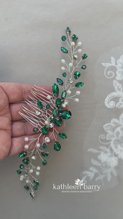 Chante hair vine comb - Rhinestone and pearl  - Color options available
