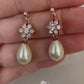 Rose gold cubic zirconia pearl drop earrings - LIMITED STOCK also available in silver or gold