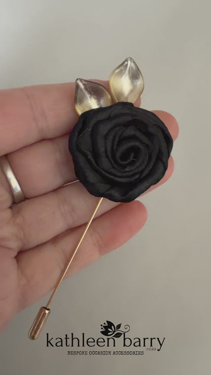 Handmade Fabric Rose Boutonnière – Custom Color Lapel Pin - Quick to despatch