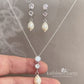 Hazel double Cubic Zirconia studs & pearl drop earrings and or necklace - Sterling silver + Nickel free