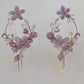 Statement lilac floral hoop earrings - custom colors to order