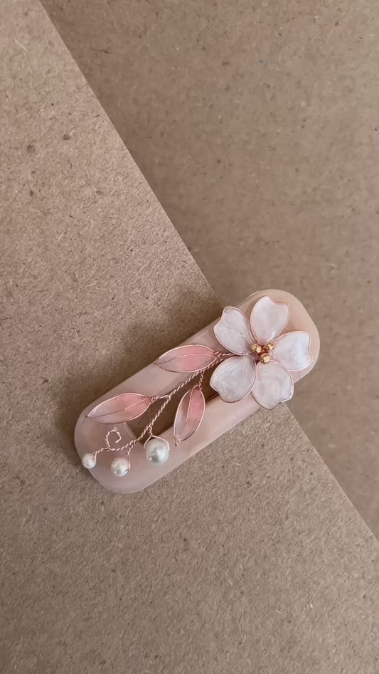 Floral Resin Hair Clip – Custom Colour & Finish Options, silver gold or rose gold