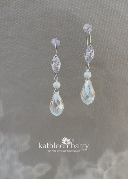 Melanie Crystal drop earrings with Cubic Zirconia detail - Silver or Gold finish (Nickel free)