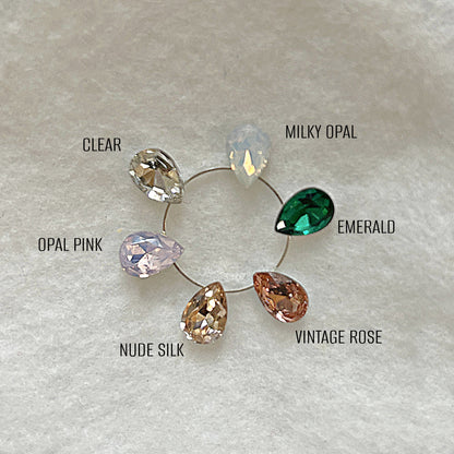 Jessica Rhinestone Earrings and necklace set (or individually) - gold or silver - assorted Rhinestone colors available