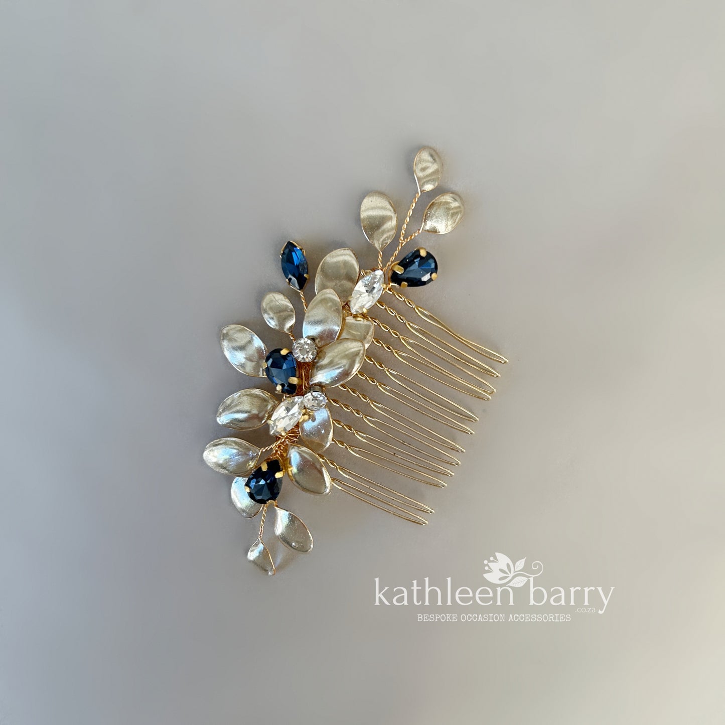 Talisha wedding hair comb Rhinestone and leaf detail - Gold silver or rose gold