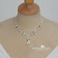 Seona leaf necklace with crystals, rhinestones and pearls in rose gold, gold or silver finish