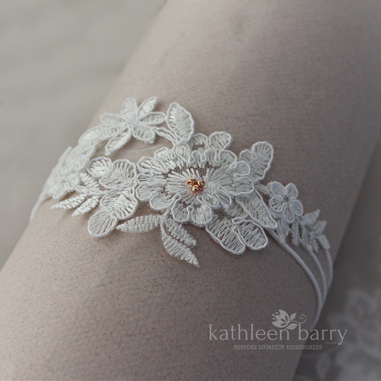 Shayna heirloom garter set (or individually) - pale ivory with Rose gold, gold or silver detail  - FROM: