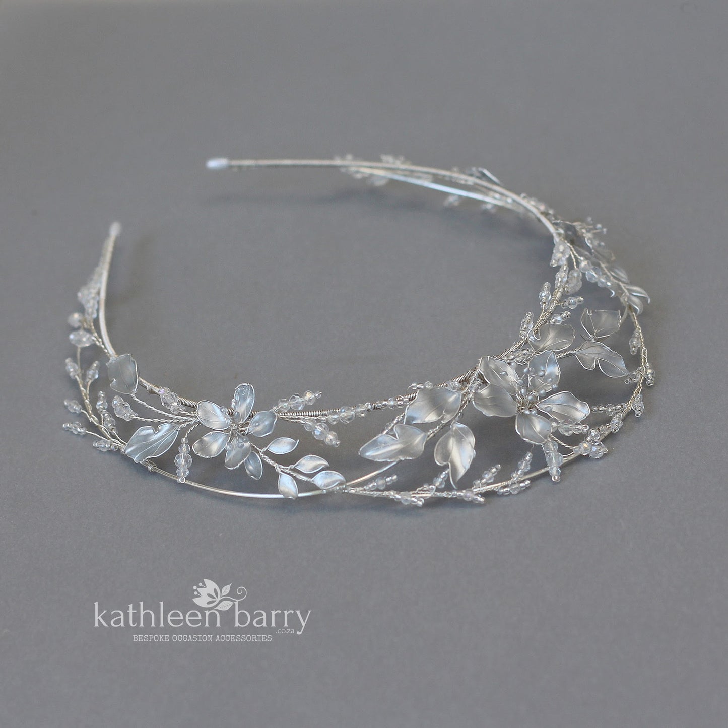 Organic floral leaf tiara style crown  - brushed silver, gold or rose gold (any custom finishes available)