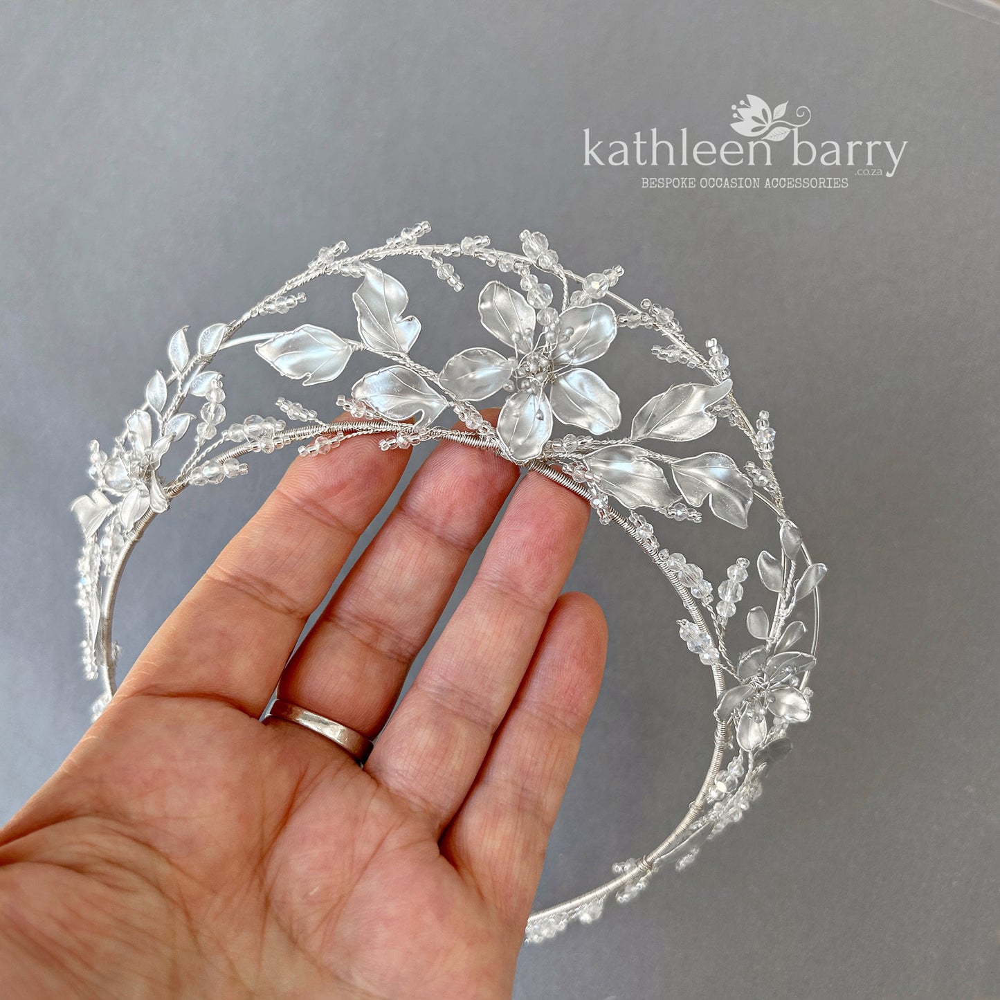 Organic floral leaf tiara style crown  - brushed silver, gold or rose gold (any custom finishes available)