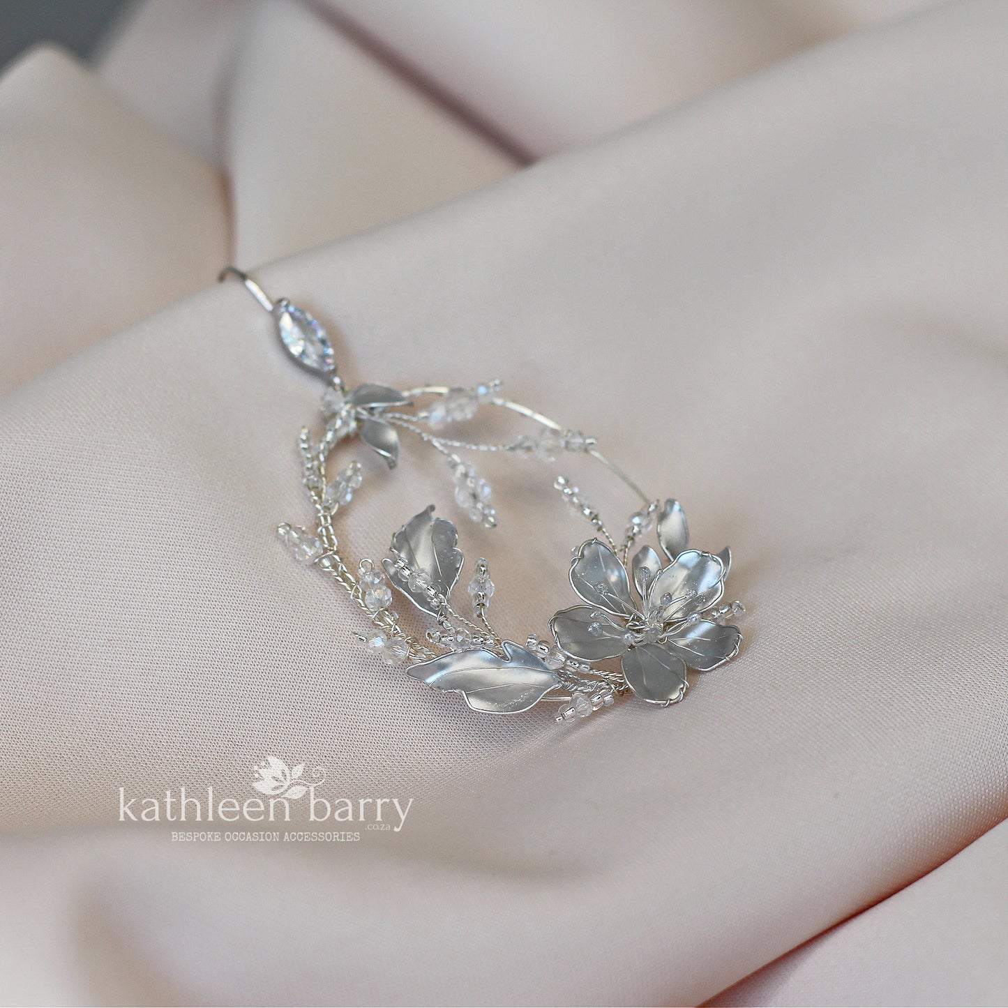 Organic floral leaf statement hoop earrings  - brushed silver, gold (any custom finishes available)