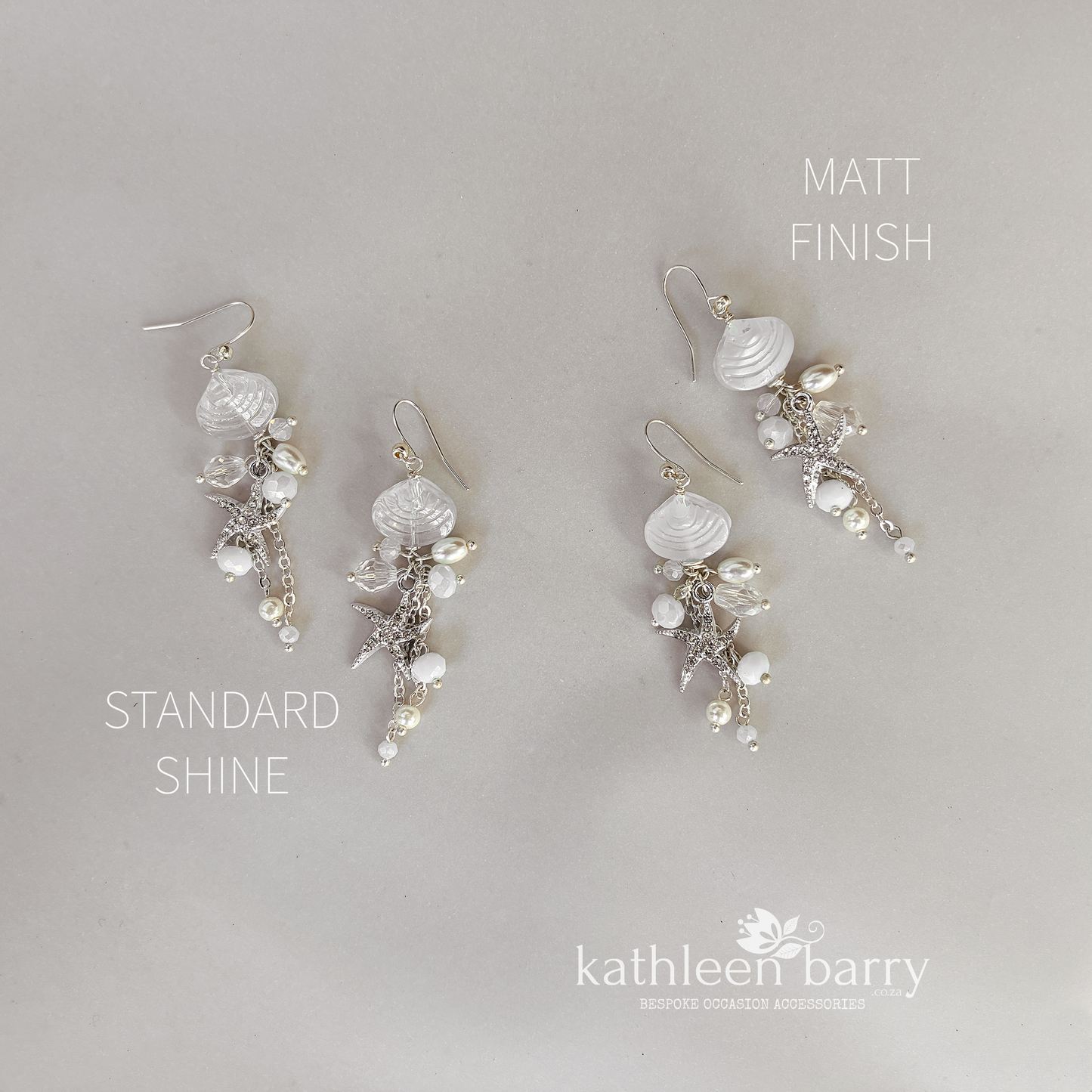 Starfish shell and pearl dangling earrings, beach theme wedding, assorted colors available - wedding jewelery