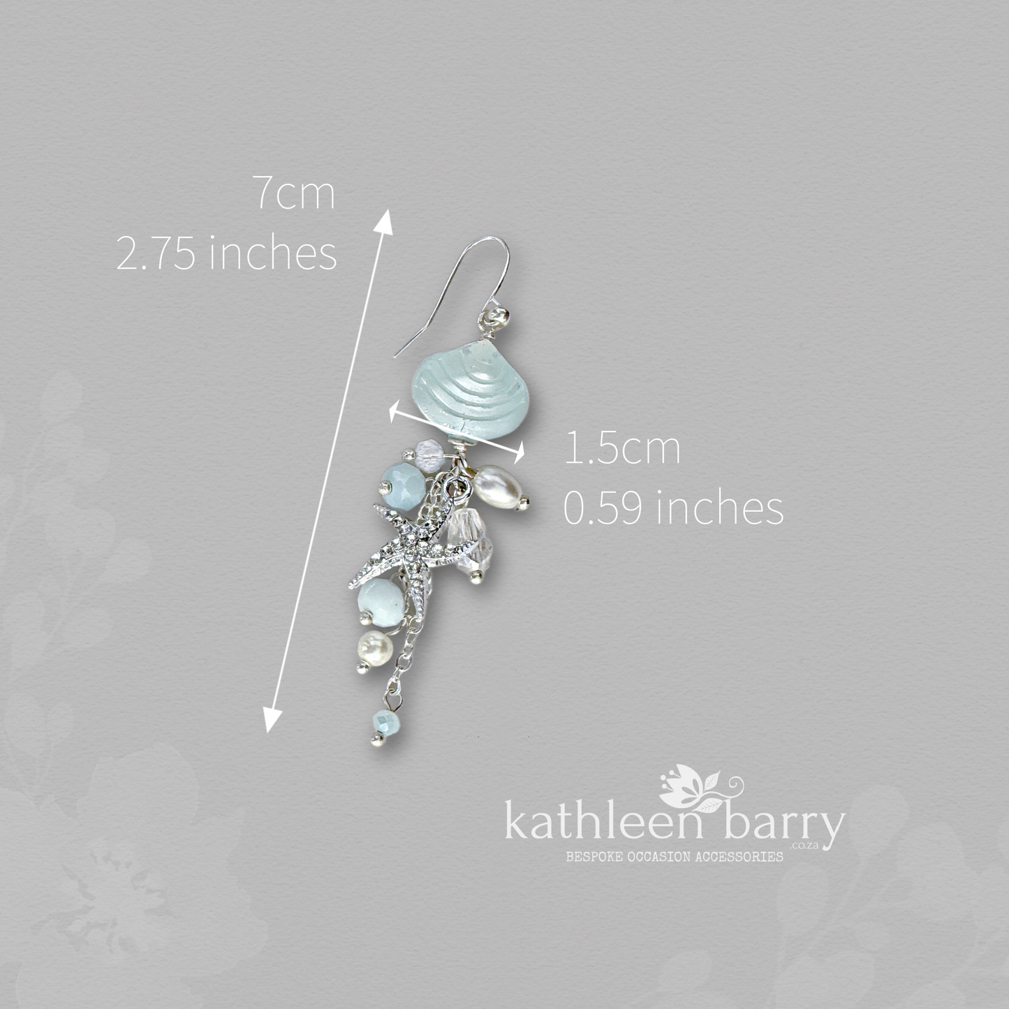 Starfish shell and pearl dangling earrings, beach theme wedding, assorted colors available - wedding jewelery