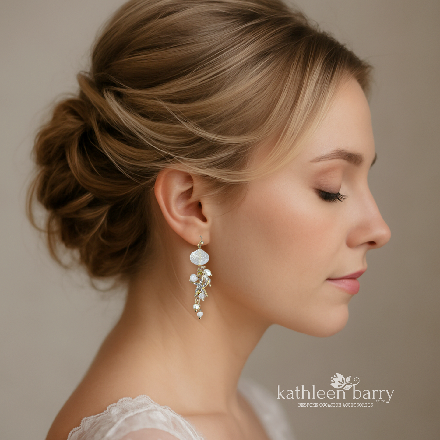 Starfish shell and pearl dangling earrings, beach theme wedding, assorted colors available - wedding jewelery