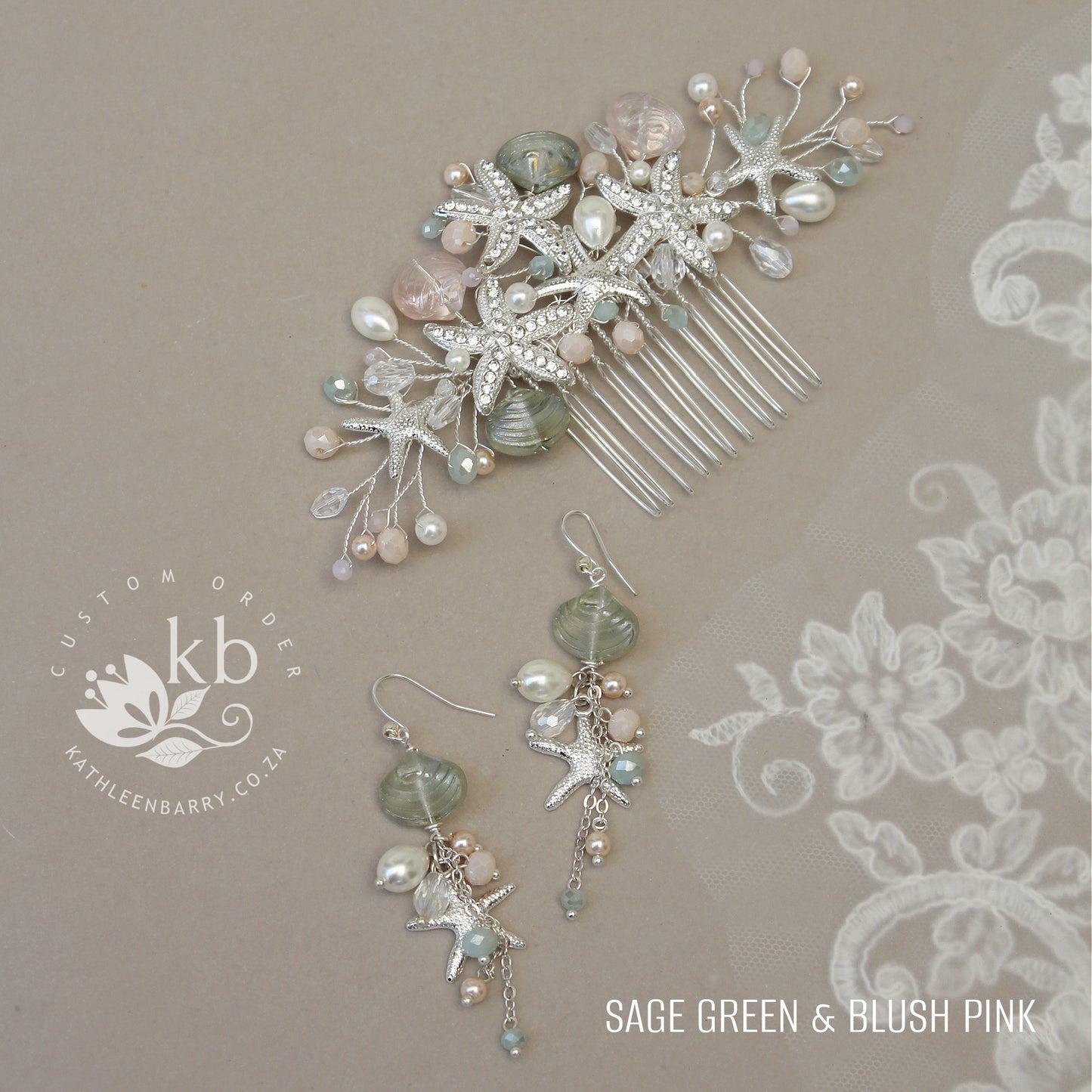 Starfish and shell wedding hair comb - Two tone color - sea starfish beach bridal hair accessories - color options available STYLE: ingrid