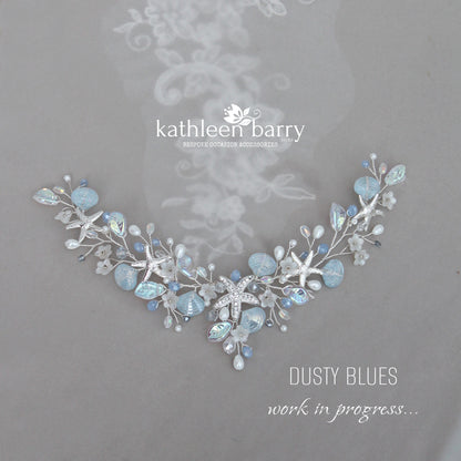 Beach theme statement wedding necklace starfish and shells bridal jewelry - Rose gold, gold or silver