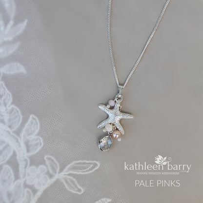 Starfish simple chain necklace pendent beach destination wedding jewelry - assorted colors available