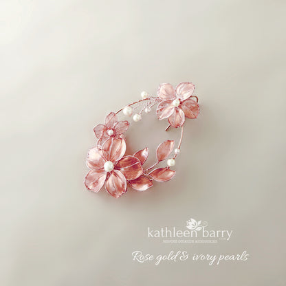 Modern Floral Hoop Earrings – Statement Bridal Wedding Earrings, Lightweight Resin - Custom finishes available