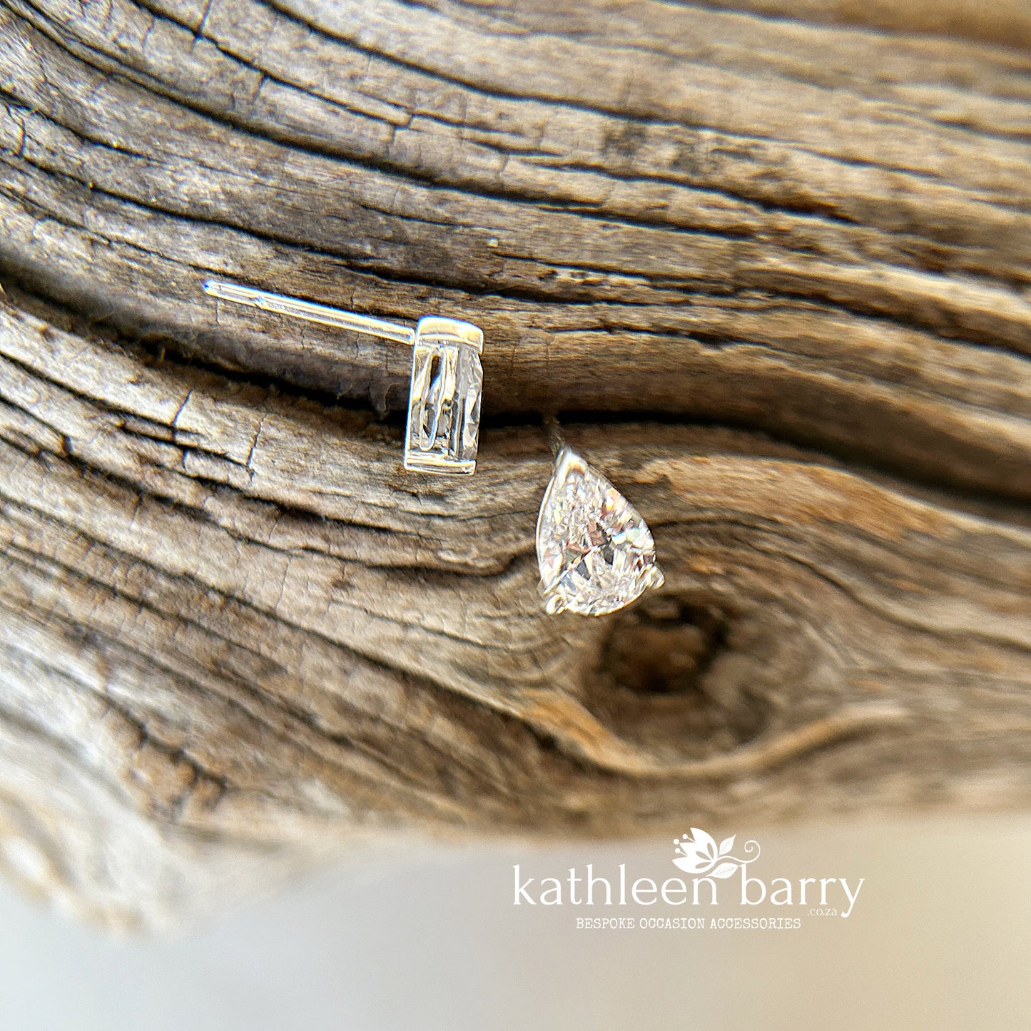 Cubic Zirconia pear cut studs - Sterling silver - Two sizes