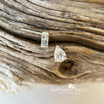 Cubic Zirconia pear cut studs - Sterling silver - Two size options
