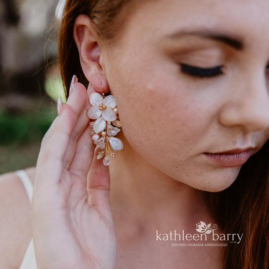 Cecile floral statement earrings - Floral, rhinestone and crystal & pearl- assorted colors available
