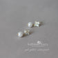 Baguette cut cubic zirconia stud pearl drop earrings gold and silver - Ivory, cream or blush pink pearls (Limited stock)