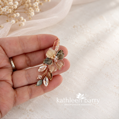 Janelle Floral Statement Earrings – Custom Color Formal Occasion Earrings