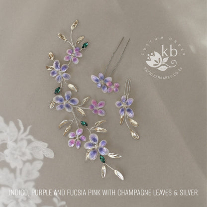 Hair pins custom order for Wendy - Bridal Hair pins with Handmade Resin Flowers – Custom Colors – Wedding Hair Accessory