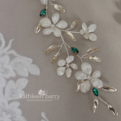 Hair vine custom order for Wendy - Bridal Hair Vine with Handmade Resin Flowers – Custom Colors – Flexible & Lightweight Wedding Hair Accessory