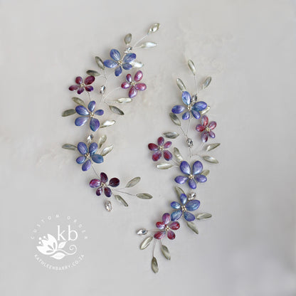 Hair vine custom order for Wendy - Bridal Hair Vine with Handmade Resin Flowers – Custom Colors – Flexible & Lightweight Wedding Hair Accessory