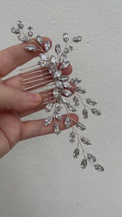 Tayla hair pin/comb cubic zirconia elliptical Rhinestones