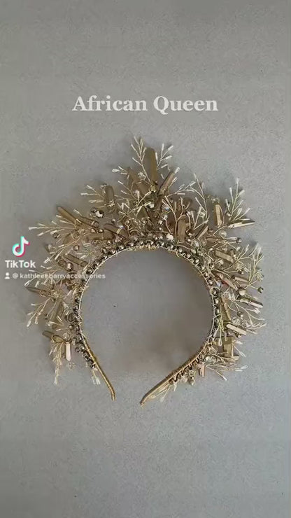 Gold Sonja quartz crystal crown - Custom color options available