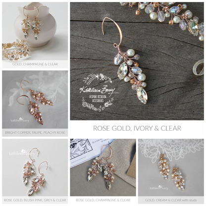 Adele Rhinestone and Pearl Earrings - Rose gold, gold or silver
